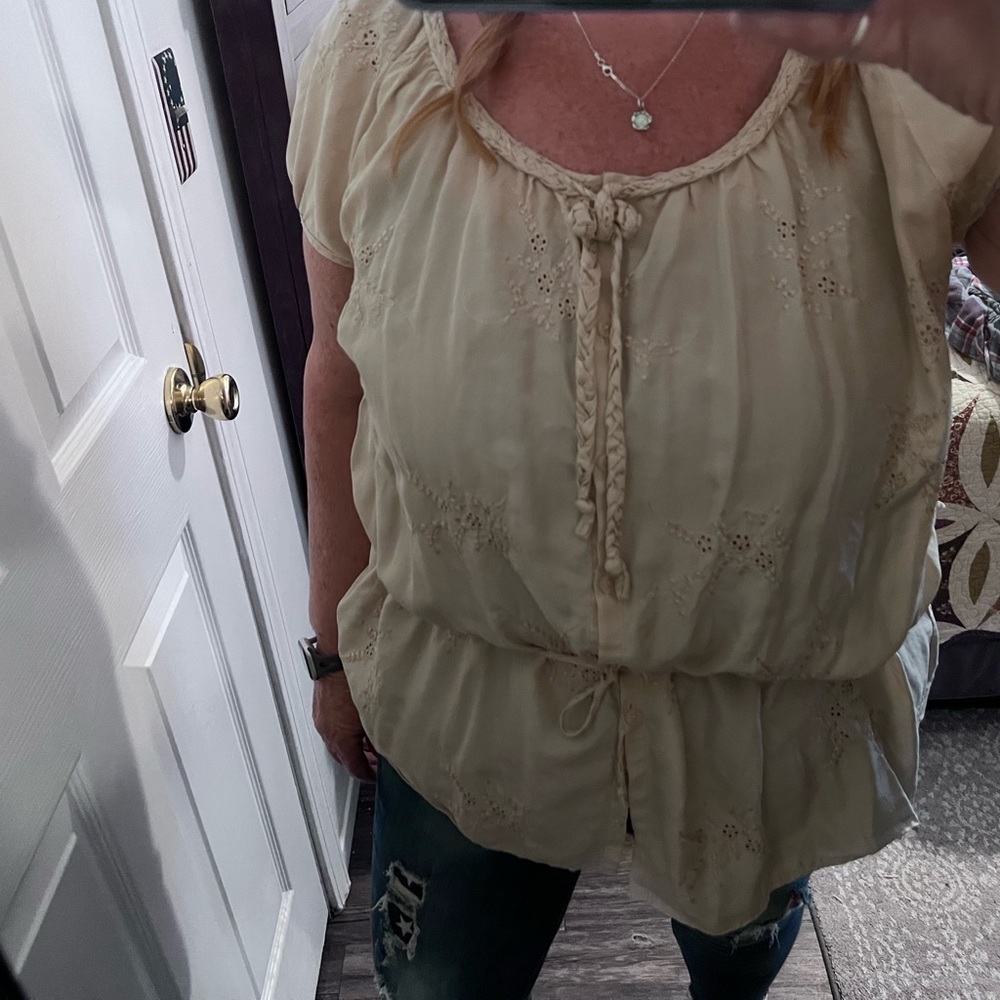 Nine West silk embroidered blouse